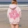Nouveau Pull à Capuche Hoodie pour Femme Taille Européenne Manches Longues Filetées Marque Hawaii Hibiscus Impression