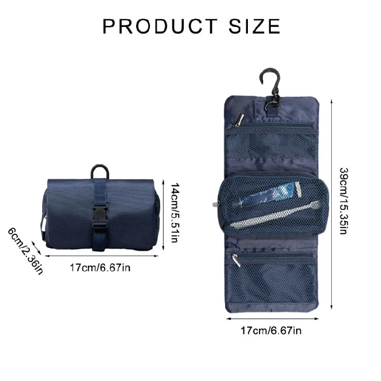 Space Saving Foldable Toiletry Bag with Clasp Waterproof Oxford Cloth Makeup Organizer Large Hanging Cosmetic Holder