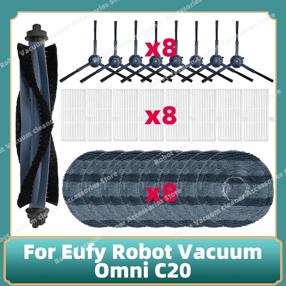 Kompatibel für Eufy Omni C20 Teile Haupt- Seitenbürste Hepa-Filter Mopptuch Staubbeutel Ersatz Zubehör
