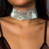 Jewelry, personalized wide-sided flash diamond show necklace, exaggerated full diamond bundle neck collar choker woman
