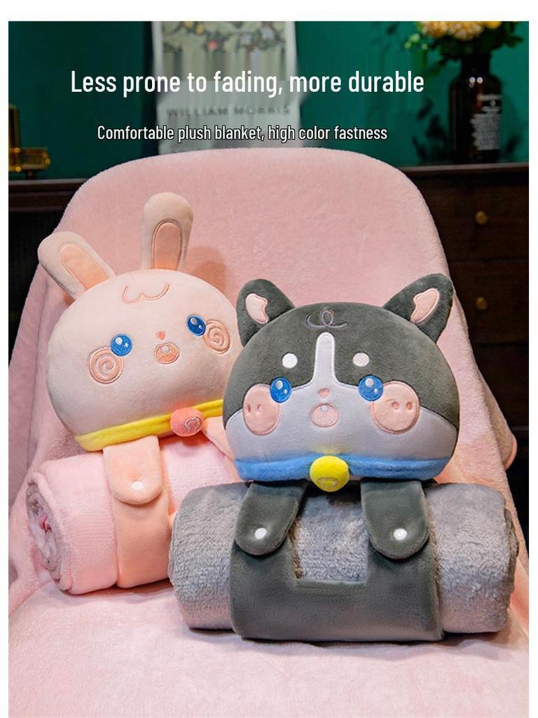 3D Cartoon Capybara Foldable Blanket Pillow for Office Nap and Air Conditioning