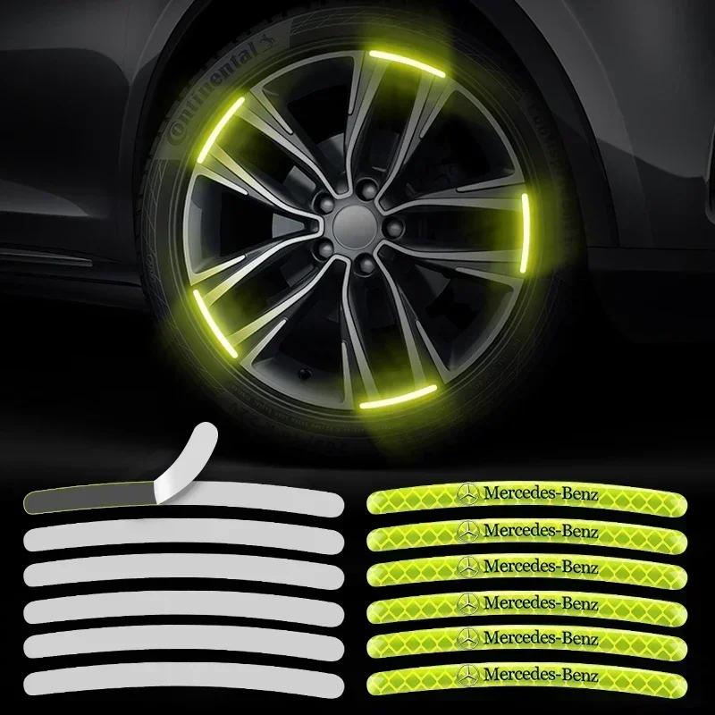 AZP2  Luminous Car Wheel Hub Stickers High Reflective Stripe Tape for Mercedes Benz W203 W204 W205 W206 W212 W213 W222 W223 E300 C200