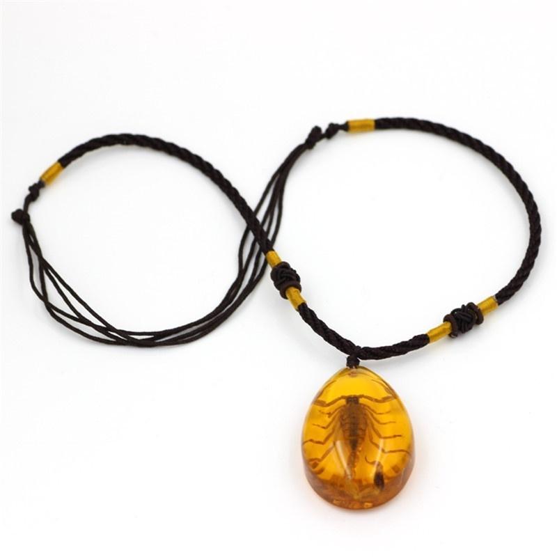 Insect Stone Natural Scorpions Inclusion Genuine Amber Baltic Pendant Necklace