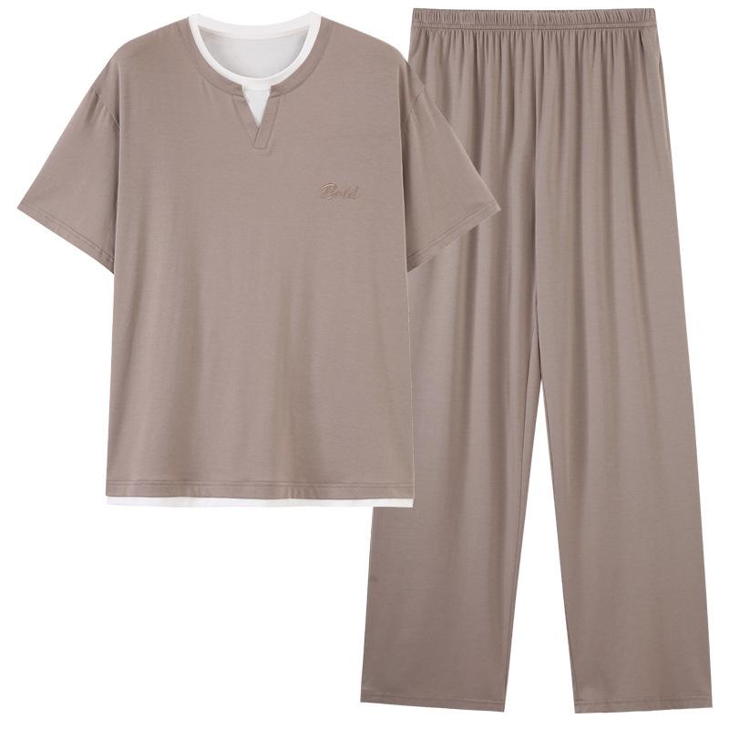 [Super soft] Cool Modal cotton men's pajamas summer new short-sleeved trousers ice silk casual loungewear
