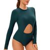 Women's Long-sleeved Conservative One-piece Sexy Sunblock Wetsuit With Breast Pad Swimsuit