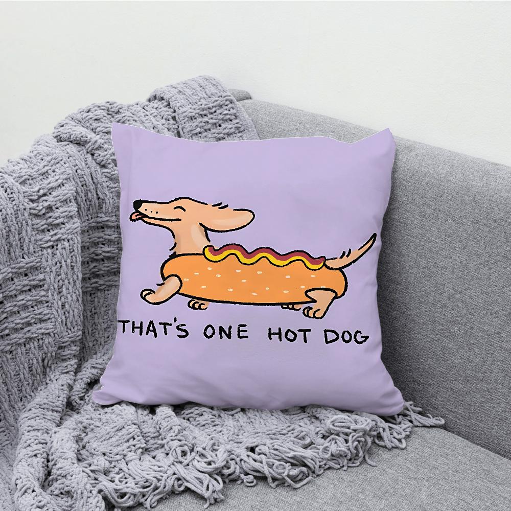 Lovely Dachshund Dog Cartoon Pillow Case Soft Cushion Cases for Farmhouse Sofa Decor Home Decorations and Protector Pillow Case