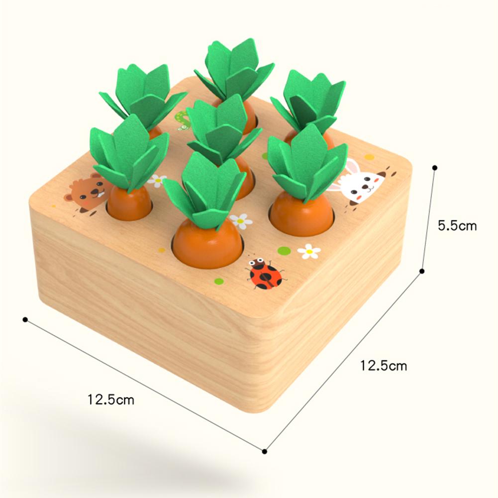 Juego de bloques de madera para educación temprana que tira de zanahorias, juguete interactivo para niños