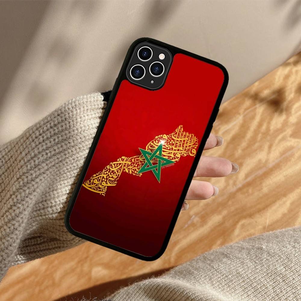 Morocco Map Flag Phone Case For IPhone 11 12 13 14 15 16 17 Pro Max Plus PC+TPU Cover