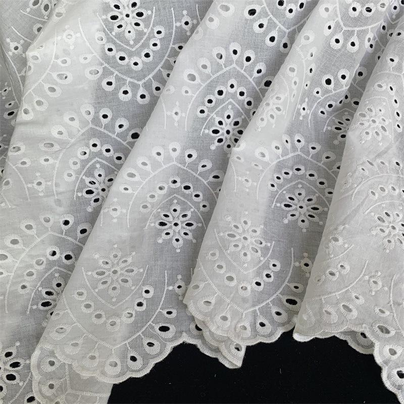 1 Meter/los Breite 125 cm Off white Farbe Baumwolltuch aushöhlen Stickerei Spitze Stoff Handgemachte DIY Kleidung Zubehör