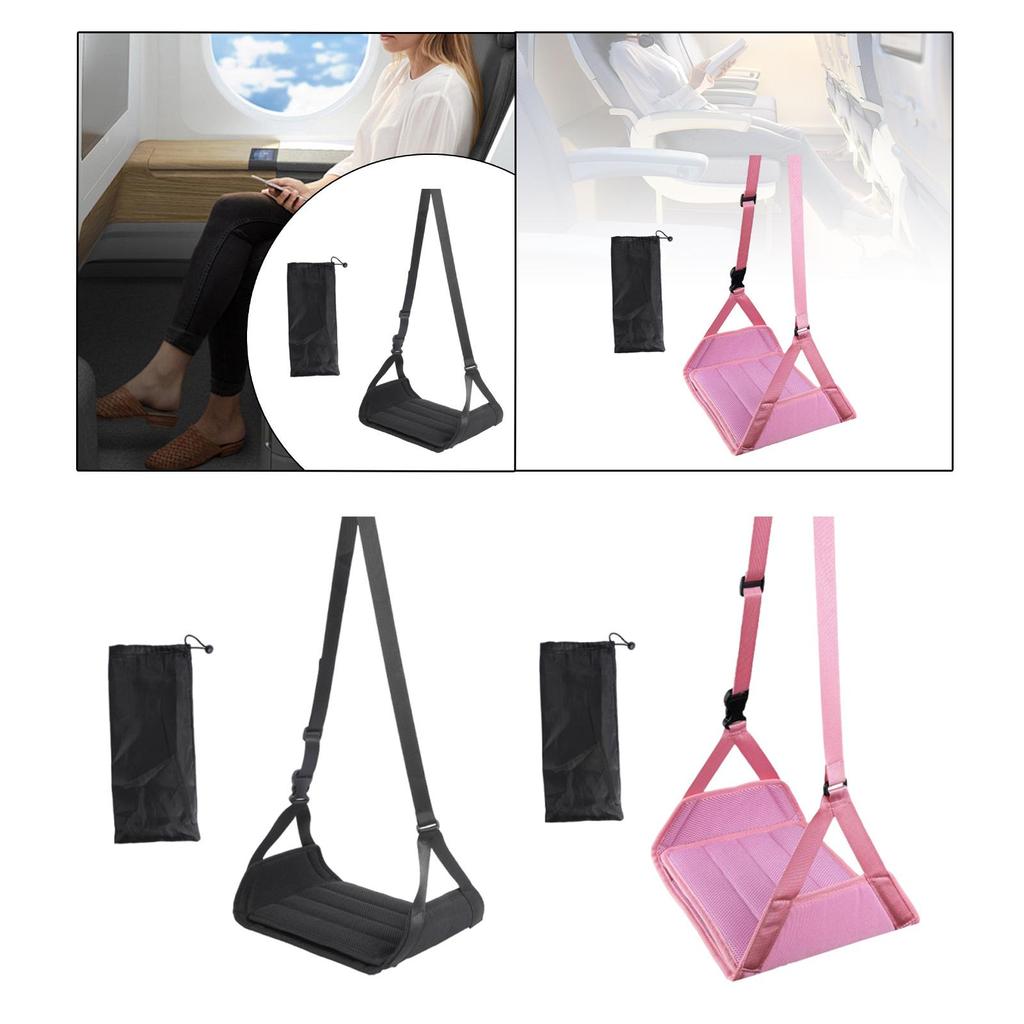 Comfortable Airplane Foot Hammock Oxford Cloth Hanging Footrest Adjustable Length for Long Trip Office Car