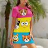 Sommer Cartoon Tier Buchstaben Druck Kleid Damen Kurzarm Nachtwäsche Kleider Lockerer Schnitt T-Shirt Nachtwäsche Hauskleidung Nachthemd Loungewear