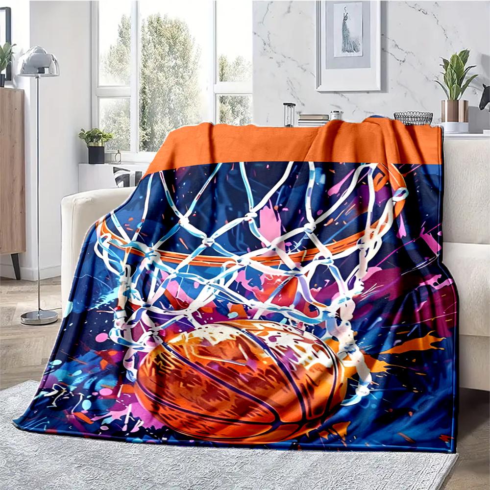 basketball Theme Printed Blanket - Perfect for Couch, Bed, Travel & Outdoor Use | Machine Washable, Cozy & Durable.