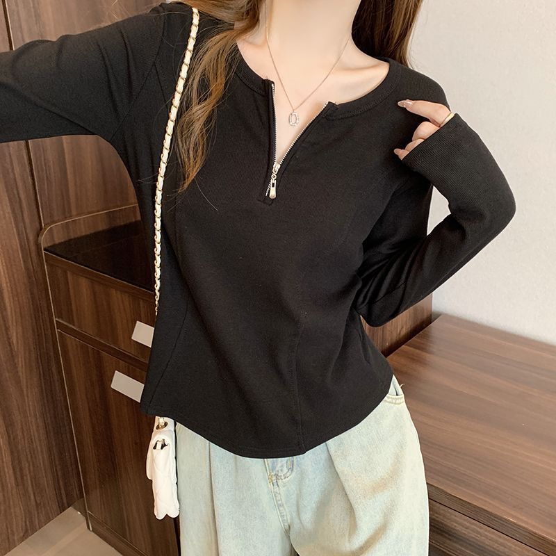 Plus Size Womens Curved Hem Slimming Long Sleeve T Shirt Casual Fall Winter Bottoming Top