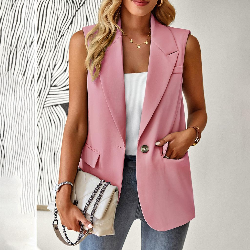 Women's Sleeveless Waistcoat Vest, Light Gray, Multiple Colors, Casual Office Wear
