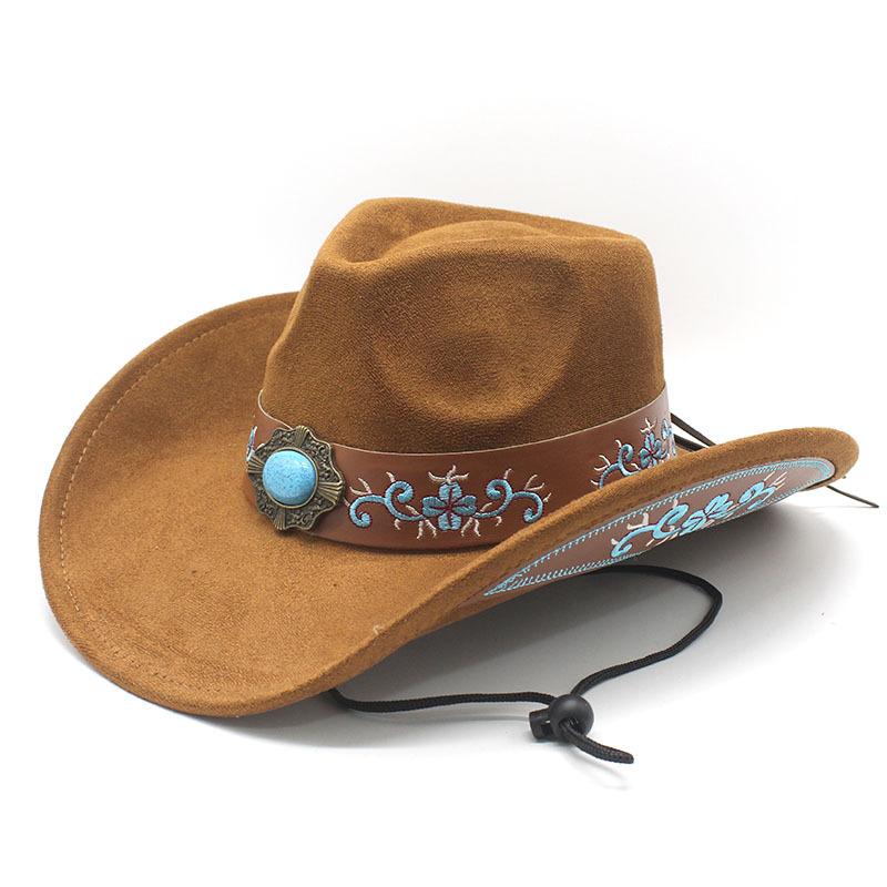 Elegante e Raffinato Cappello da Cowboy Western, Perfetto per Vacanze e Viaggi, Stile Etnico, Cappello Ricamato Jazz Tibetano