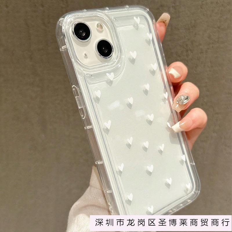 Full Screen Small Love for Apple 15 Mobile Phone Case Iphone14promax Anti-drop Soft Rubber 13/12/11 Airbag