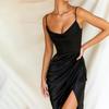 Abito Slimming Sottile Satinato Chic Europeo e Americano 2025 con Spallina Sexy