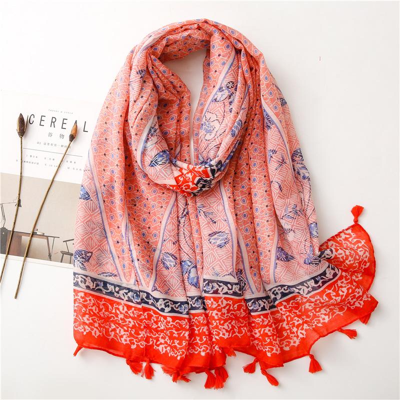 New Fashion Million Polka Floral Fringe Viscose Shawl Scarf Lady High Quality Wrap Headband Bufandas Muslim Hijab Sjaal 180*90Cm