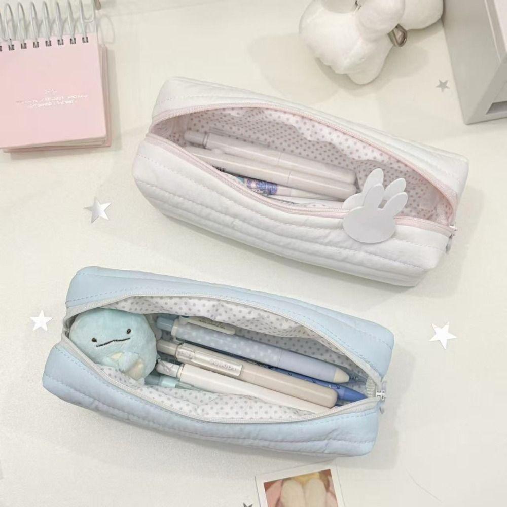 Portable Cream Color Pencil Case Multi-functional Large-capacity Stationery Storage Bag Stationery Organizer School Supplies