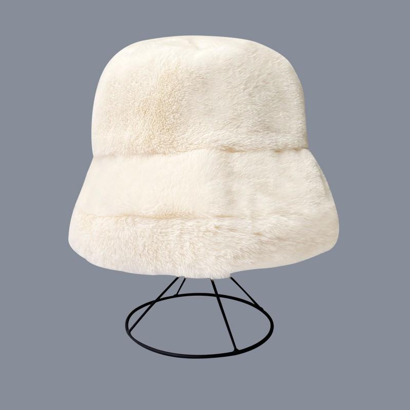 Hot Fashion Fake Rabbit Fur Hats Super Soft Women Winter Hat Cotton Lining Warm Russian Fashion Ski Beanies Plush Solid Color