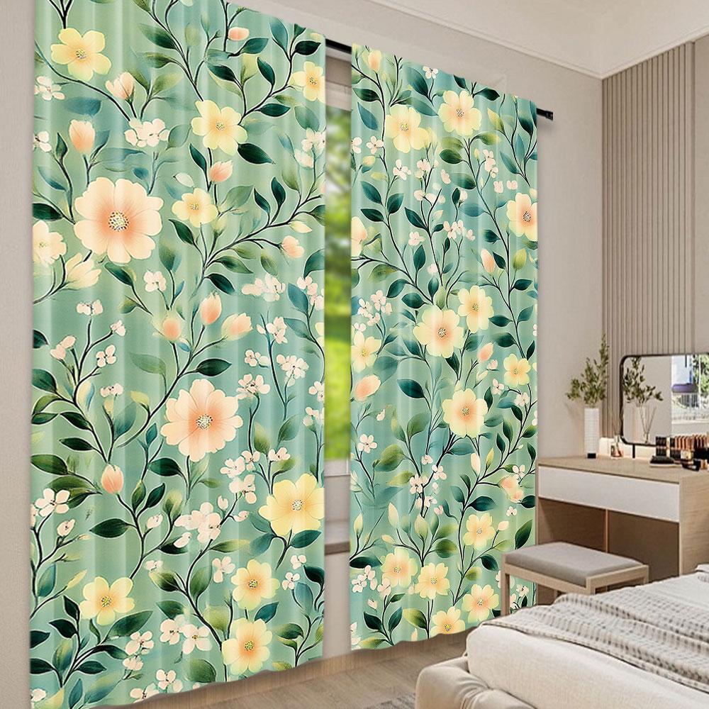 Set Of 2 Vintage William Morris Curtains Original Design Flower Green Leaf Home Decoration Living Room Bedroom Curtain Polyester Ideal For Great