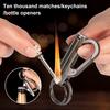 1/2Pcs Portable Match Igniter Keychain Bottler Opener Multi-purpose Kerosene Gas Not Included Outdoor Camping Hiking Metal Key Ring Holder Hanging