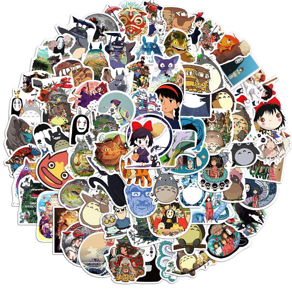 10/50/100 ks Kreslené samolepky Ghibli Hayao Miyazaki Vodotěsné samolepky s květinami pro vlastní potřebu pro Watercup Laptop Scrapbook Notebook Diary samolepky