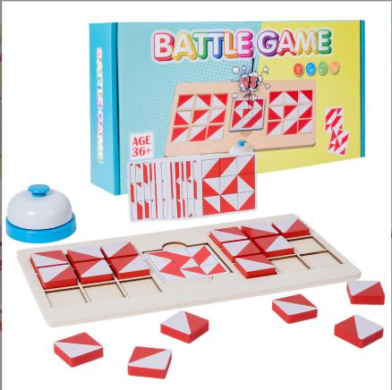 

Wooden Battle Game Puzzle for 2 Players, Educational Stack & Sort Building Block Brain Teasers Toy for Parent-Child Interactive