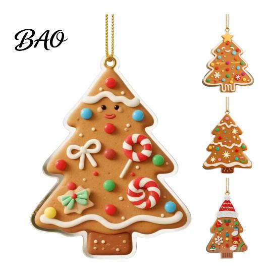Winter Seasonal Hanging Decor Gingerbread Christmas Tree Pendant, Double-sided Acrylic Ornament for Man Ornaments Holiday Home And Car Rearview Mirror
