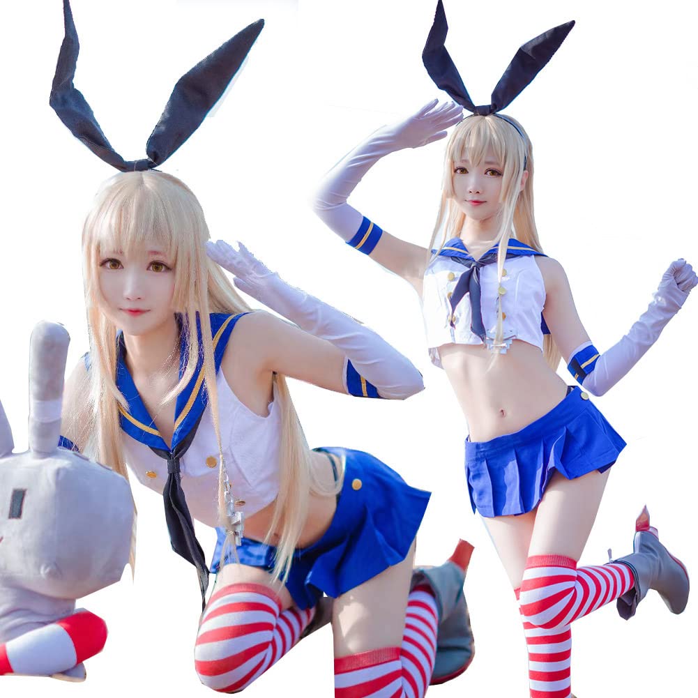 

PICK Kantai Collection Shimakaze Cosplay Costume (9-Piece Set) with Wig and Props, Perfect for Cosplay, Events, Disguise, or as a Gift for Festivals.