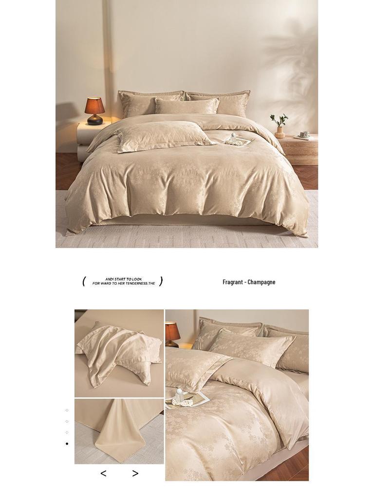 2026 Luxury Silk & Cotton Jacquard Bedding Set - Soft, Skin-Friendly & Comfortable