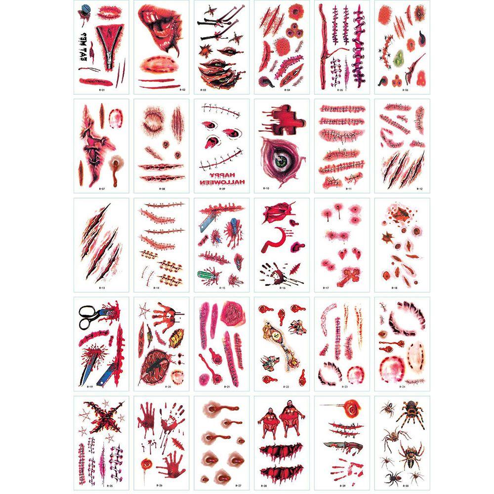 Sticker For Masquerade Temporary Tattoos Stickers Horror Scars Water Transfer Slider Halloween