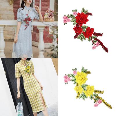 Kleidungsflicken Hohe Farbechtheit Abnehmbarer knitterfreier DIY-Handstickerei-Blumenstoffflicken im ethnischen Stil für den Heimbedarf