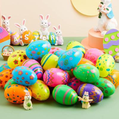 3Pcs Easter Egg Vibrant Color Cartoon Pattern Capsule Eggshell Surprise Balls Toy for Holiday Decoration