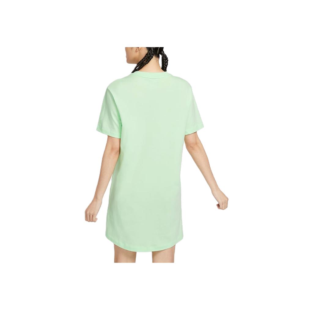 Nike Sportswear Essentials Loose Fit Solid Color Crew Neck Pullover Brand Logo Printed Short Sleeve Dress Women Dresses Steam-Green DV7883-376