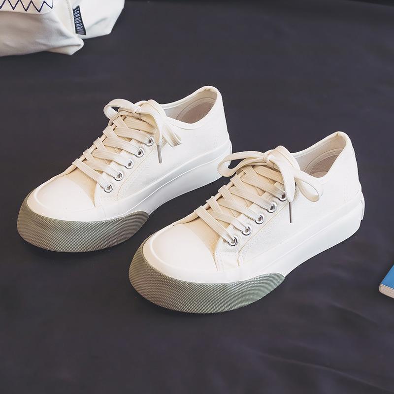 Canvas Shoes Female Cute Style Thick-soled Versatile Ugly Cute Big Head Low-top Shoes Tide White Shoes Spring