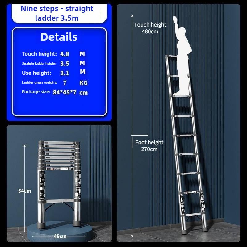 Portable Folding Step Ladder Stainless Steel Telescopic Ladder Multi Functional Household Herringbone Ladder