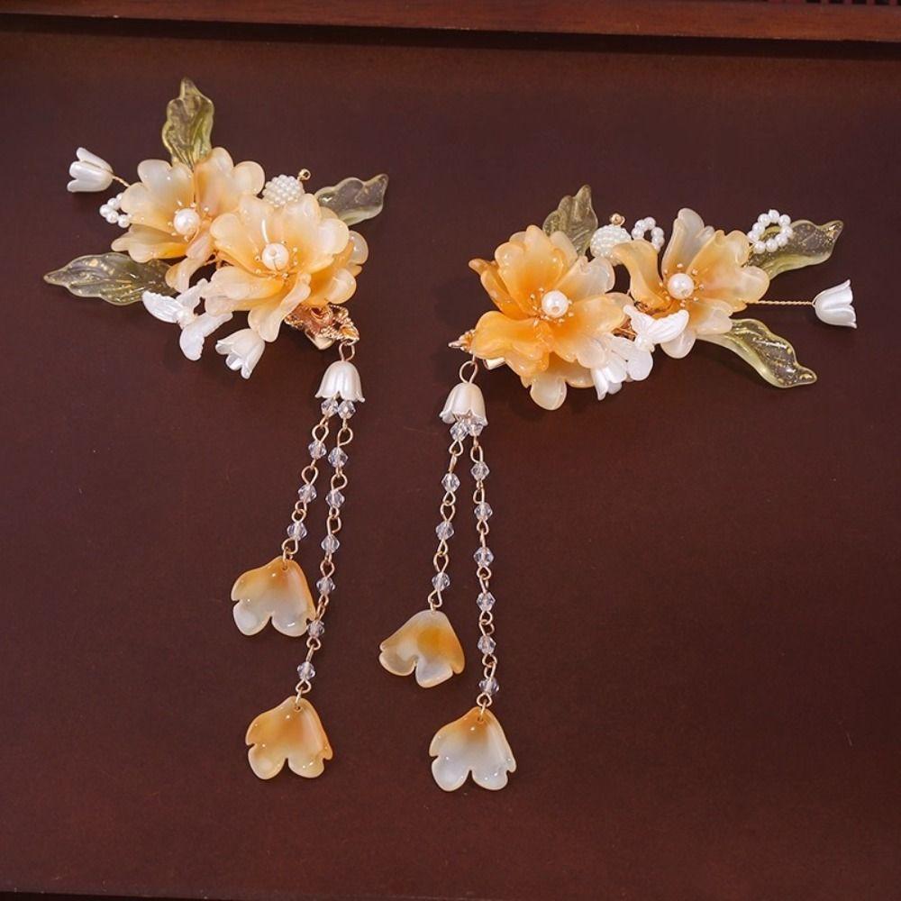 Earring Hanfu Hair Stick Pearl Flower Hair Comb Chinese Style Hairpin Set  Girl Hair Accessories