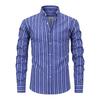 Men's High-Grade 4-Way Stretch Digital Print Striped Long Sleeve Shirt, Turn-down Collar Men Shirt Wholesale