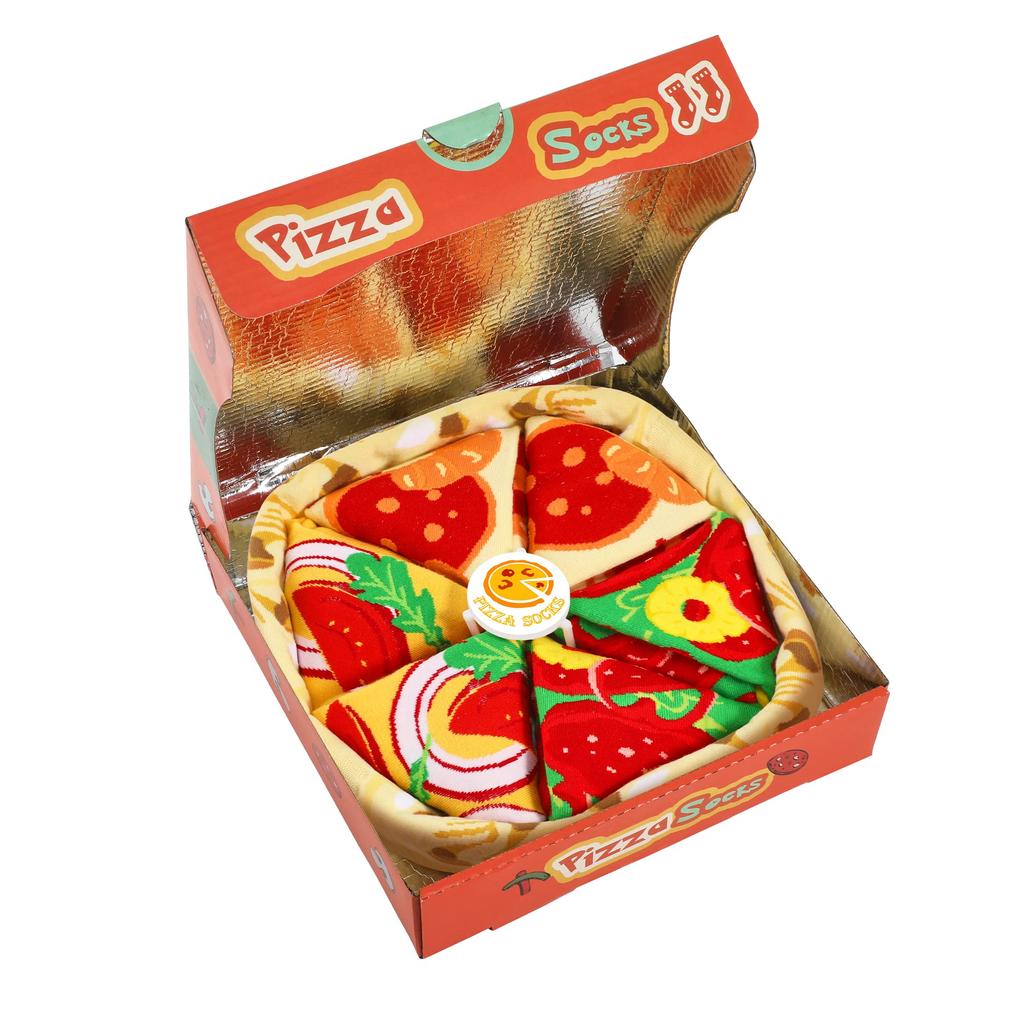 Ponožky v krabici na pizzu Stylový vtipný vánoční dárek k narozeninám Praktický oblíbený dárek pro středoškoláky Vtipné zboží Sada 4 párů [AGRIMONY] Pánské
