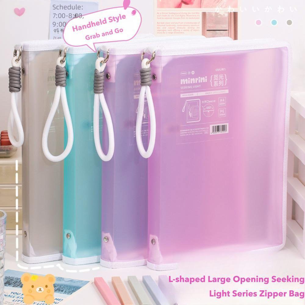 Transparent Colored File Bag A4 Zipper Handbag Gifts Test Paper Storage Bags