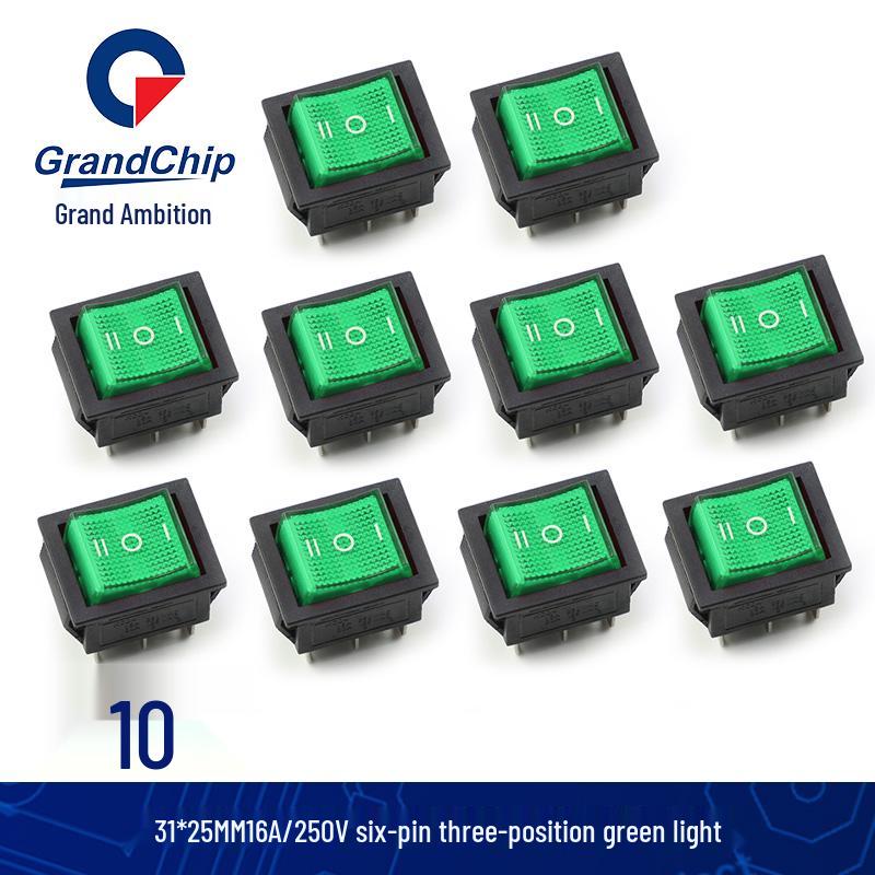 KCD4 High Power Boat Rocker Switch, 4/6 Pin, Red/Green Light, 31x25mm, 16A 250V