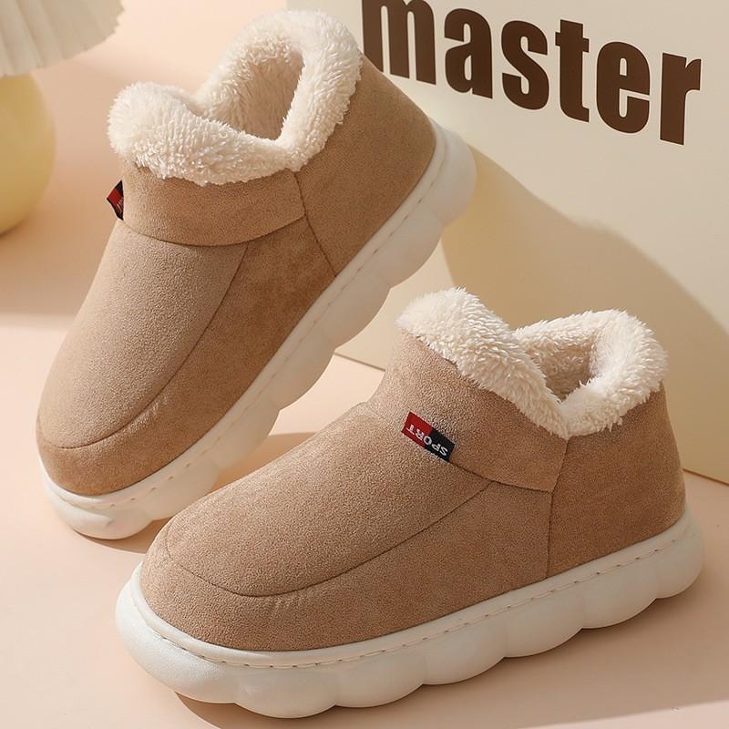 Fashion Crestar Winter Women's Plush Platform Slippers Indoor Warm Cozy Furry Flat Home Shoe Outdoor Antiskid Fluffy Soft Cotton Boot