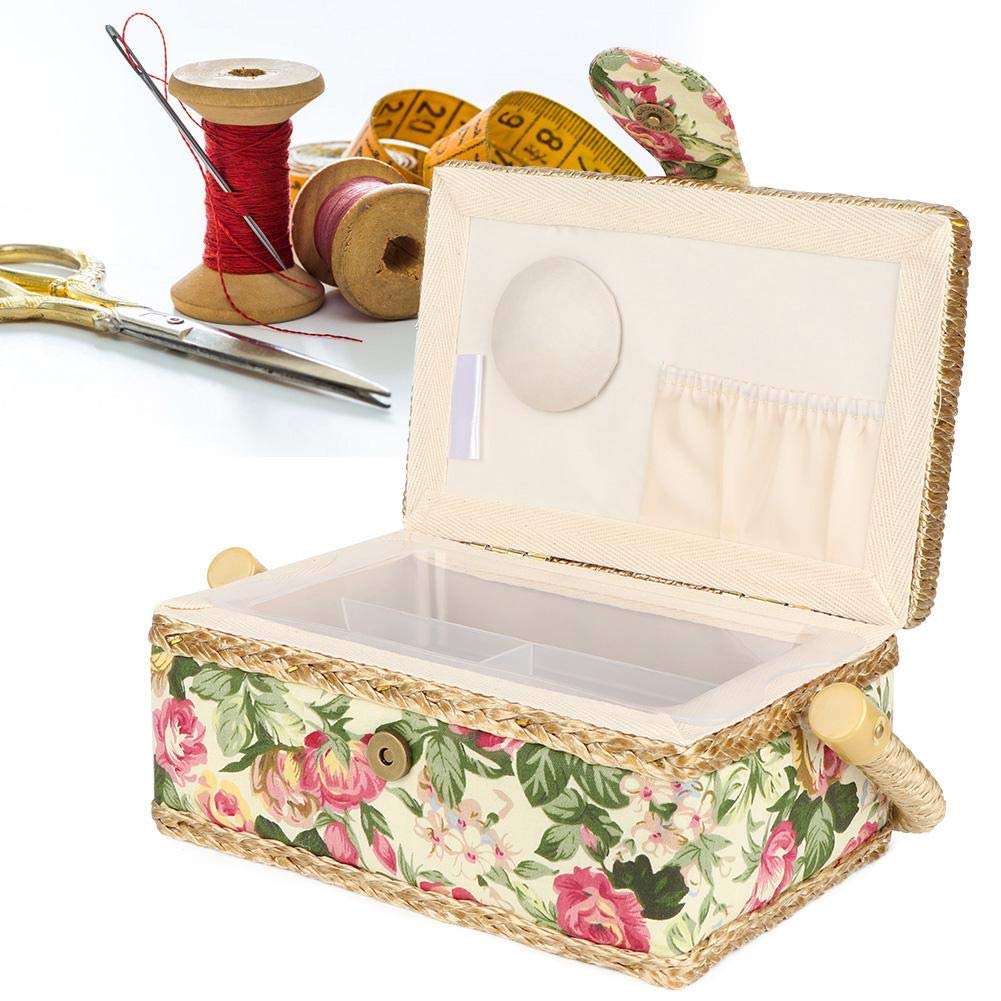 Sewing Sewing Storage Case for Sewing and Small Floral Large Hand Knitting Box, Needles, Thread, Kits, Scissors, Items, Pattern, Capacity, Portable,