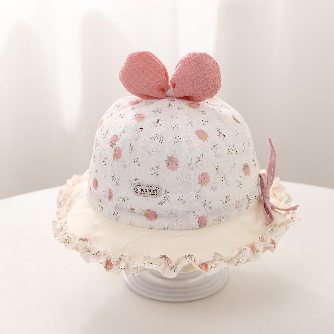 

Cute Bow Baby Girls Bucket Hat Sweet Floral Ruffle Fisherman Cap Outdoor Toddler Kids Sunshade Hats рожевий