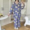Cotton Pajamas Set for Women Long Pjs Pants Set Plus Printed Loungewear Casual Size 2