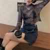 T Shirt Short Sleeve Polyester Print Dyeing Slim Fit For Women