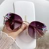 2025 Fashion Round Luxury Brand Sunglasses Women Bling Diamond Sun Glasses Vintage Shades Female Pink Eyewear Gafas De Sol