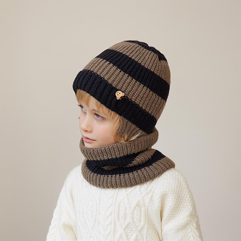 Kids Knitted Hat And Scarf Set With Windproof Warmth For Winter Outdoor Play