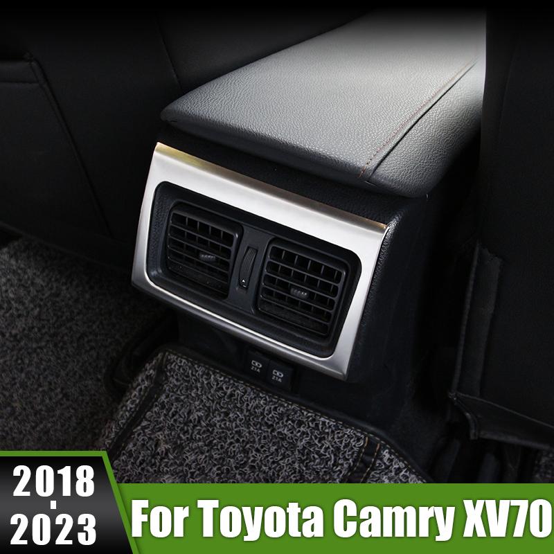 

Для Toyota Camry XV70 70 2018-2022 2023 задний подлокотник из нержавеющей стали, кондиционер, вентиляционное отверстие, рамка, накладка